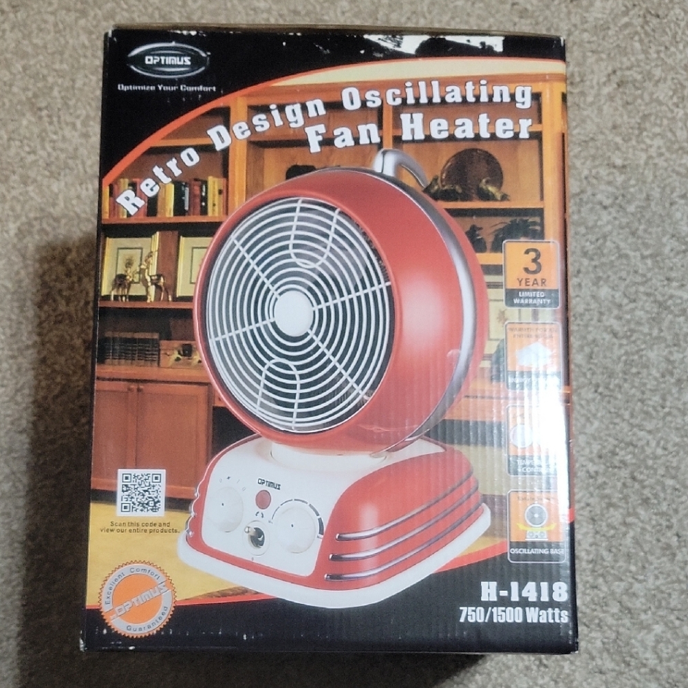 Optimus Retro Oscillating Fan Heater